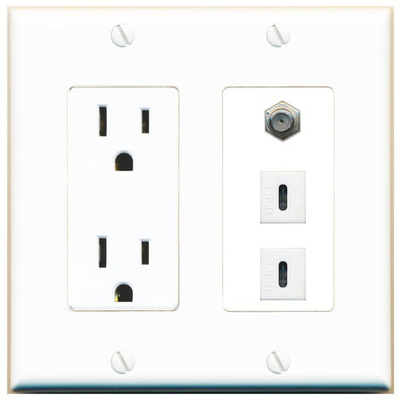 1 COAX 2 USBC Wall Plate [White]
