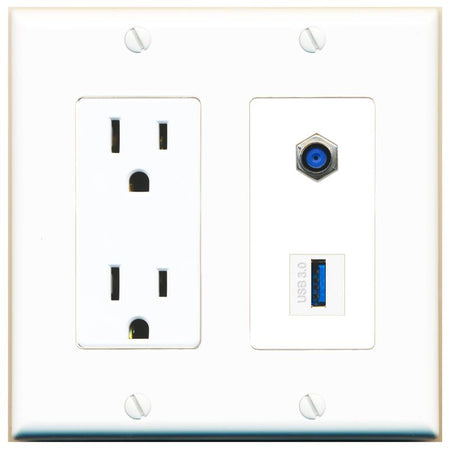 F81 USB-3 Wall Plate [White]