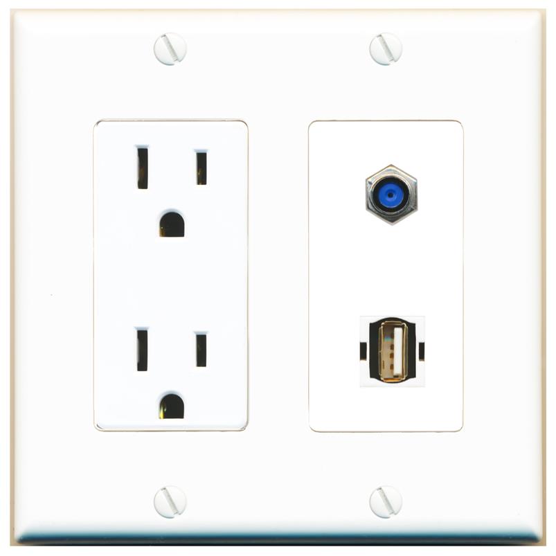 F81 USB2 Wall Plate [White]