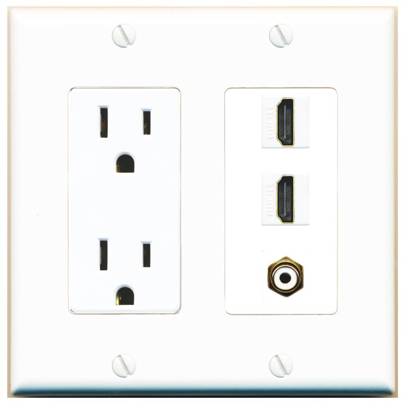 2 HDMI 1 RCA-WHITE Wall Plate [White]