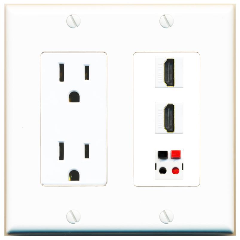 2 HDMI 1 SPEAKER Wall Plate [White]