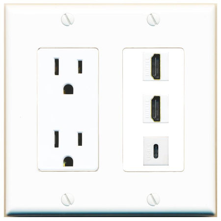2 HDMI 1 USBC Wall Plate [White]