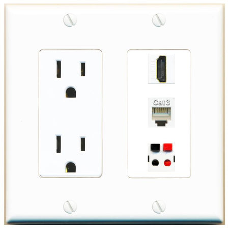 1 HDMI 1 PHONE 1 SPEAKER Wall Plate [White]