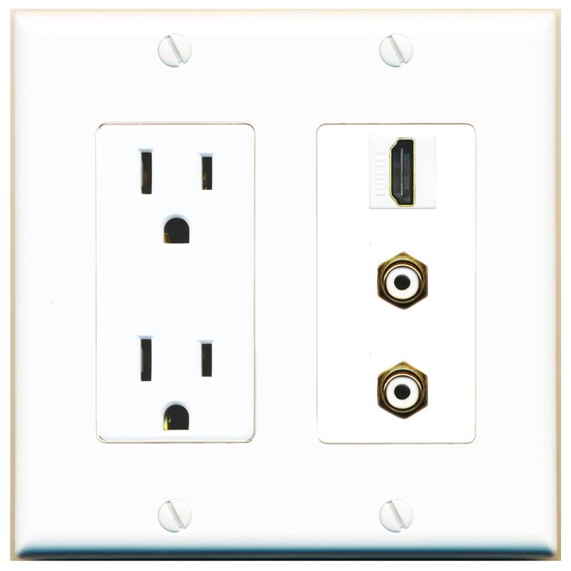 1 HDMI 2 RCA-WHITE Wall Plate [White]