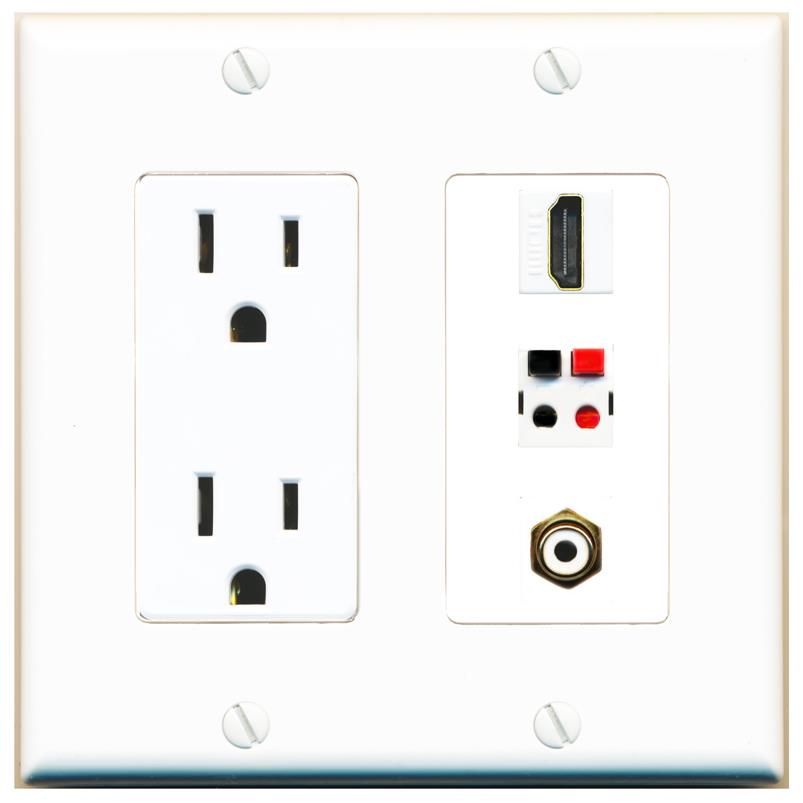 1 HDMI 1 RCA-WHITE 1 SPEAKER Wall Plate [White]