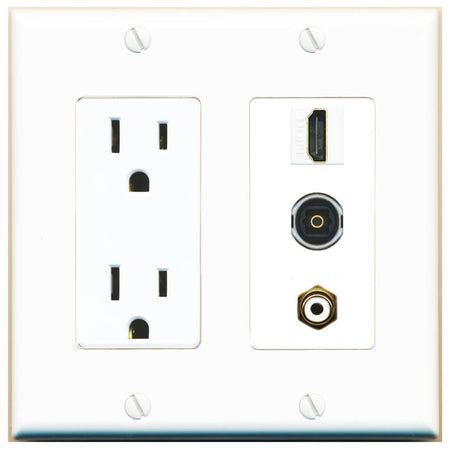 1 HDMI 1 RCA-WHITE 1 TOSLINK Wall Plate [White]