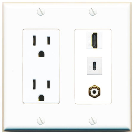 1 HDMI 1 RCA-WHITE 1 USBC Wall Plate [White]