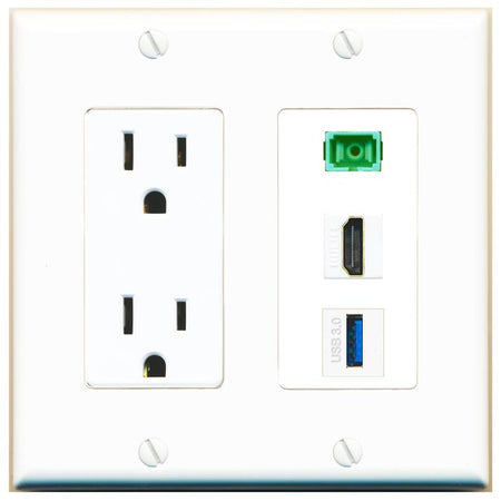 1 HDMI 1 SC-APC-SX 1 USB-3 Wall Plate [White]