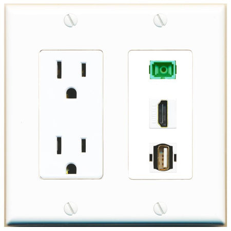 1 HDMI 1 SC-APC-SX 1 USB2 Wall Plate [White]