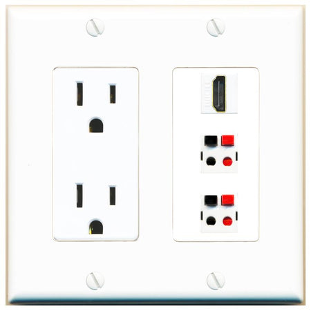 1 HDMI 2 SPEAKER Wall Plate [White]