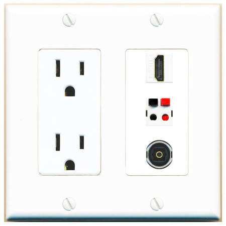 1 HDMI 1 SPEAKER 1 TOSLINK Wall Plate [White]