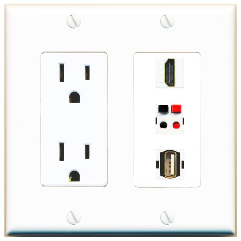 1 HDMI 1 SPEAKER 1 USB2 Wall Plate [White]