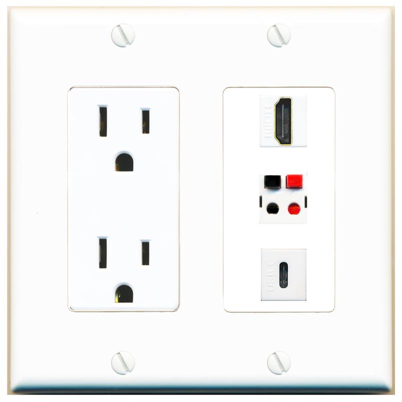 1 HDMI 1 SPEAKER 1 USBC Wall Plate [White]
