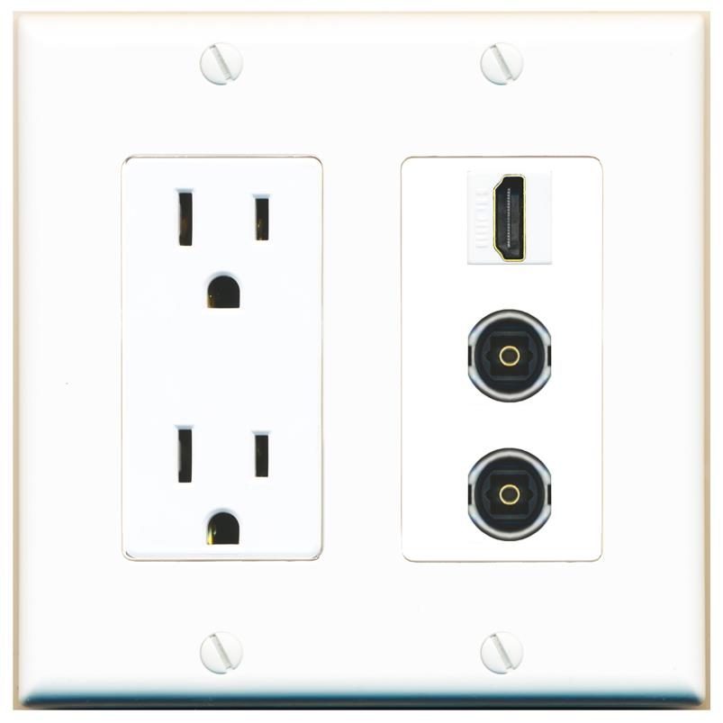 1 HDMI 2 TOSLINK Wall Plate [White]
