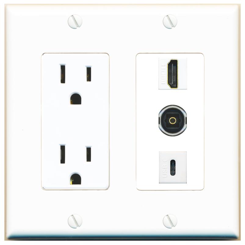 1 HDMI 1 TOSLINK 1 USBC Wall Plate [White]