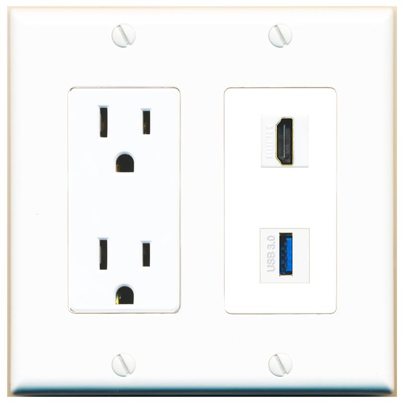HDMI USB-3 Wall Plate [White]