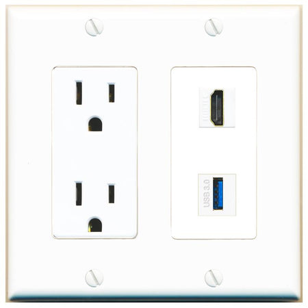 HDMI USB-3 Wall Plate [White]