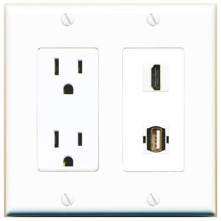 HDMI USB2 Wall Plate [White]