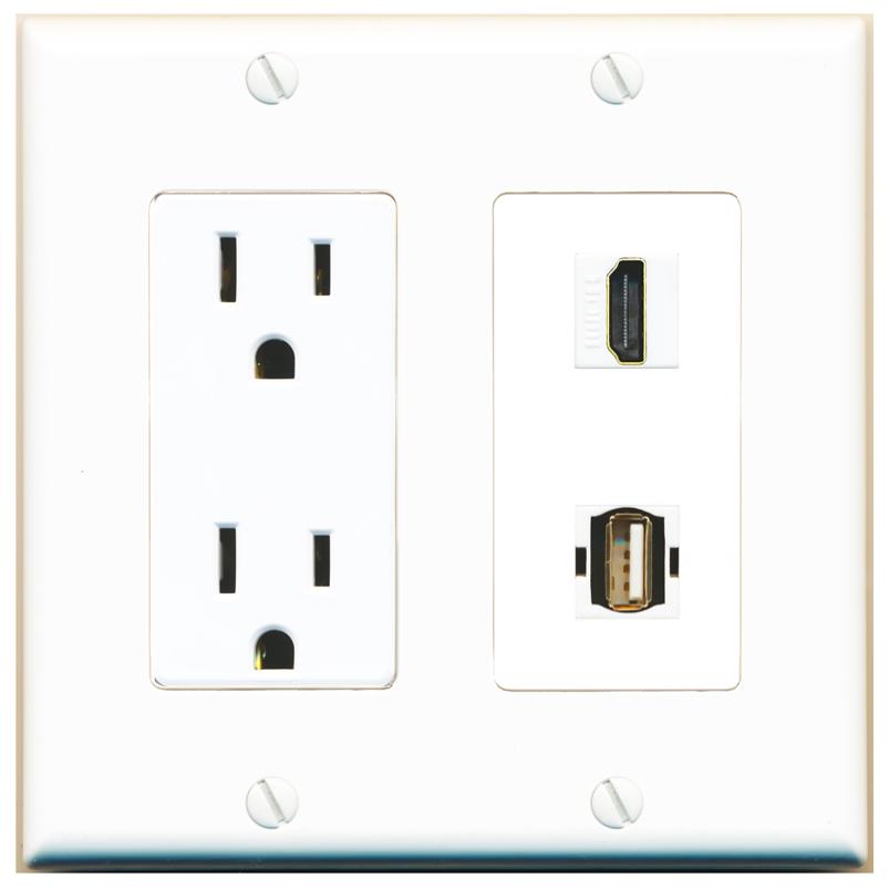 HDMI USB2 Wall Plate [White]