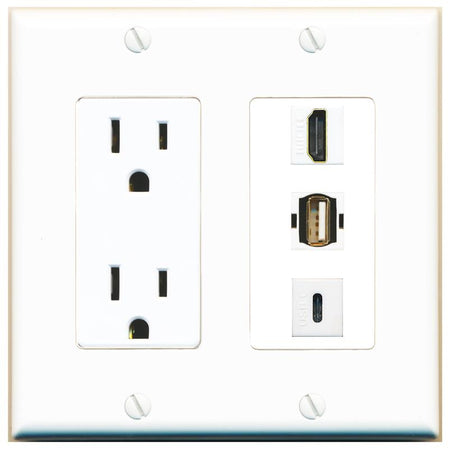 1 HDMI 1 USB2 1 USBC Wall Plate [White]