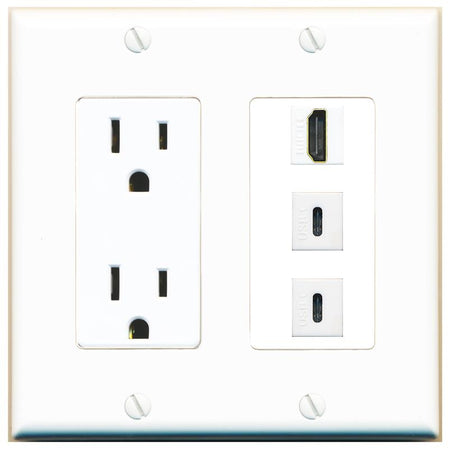 1 HDMI 2 USBC Wall Plate [White]
