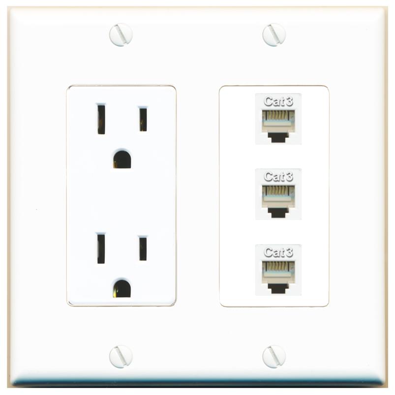3 PHONE Wall Plate [White]