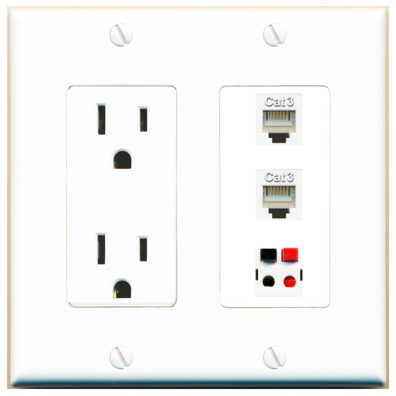 2 PHONE 1 SPEAKER Wall Plate [White]