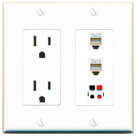 2 PHONE 1 SPEAKER Wall Plate [White]