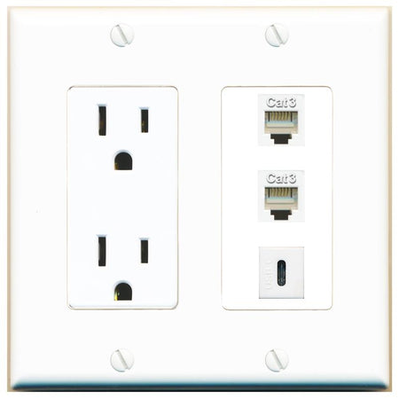 2 PHONE 1 USBC Wall Plate [White]