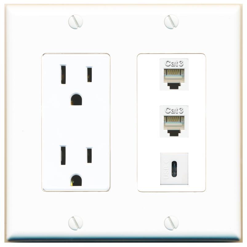 2 PHONE 1 USBC Wall Plate [White]
