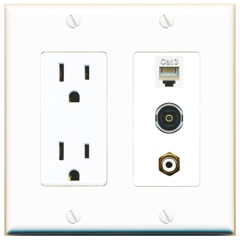 1 PHONE 1 RCA-WHITE 1 TOSLINK Wall Plate [White]
