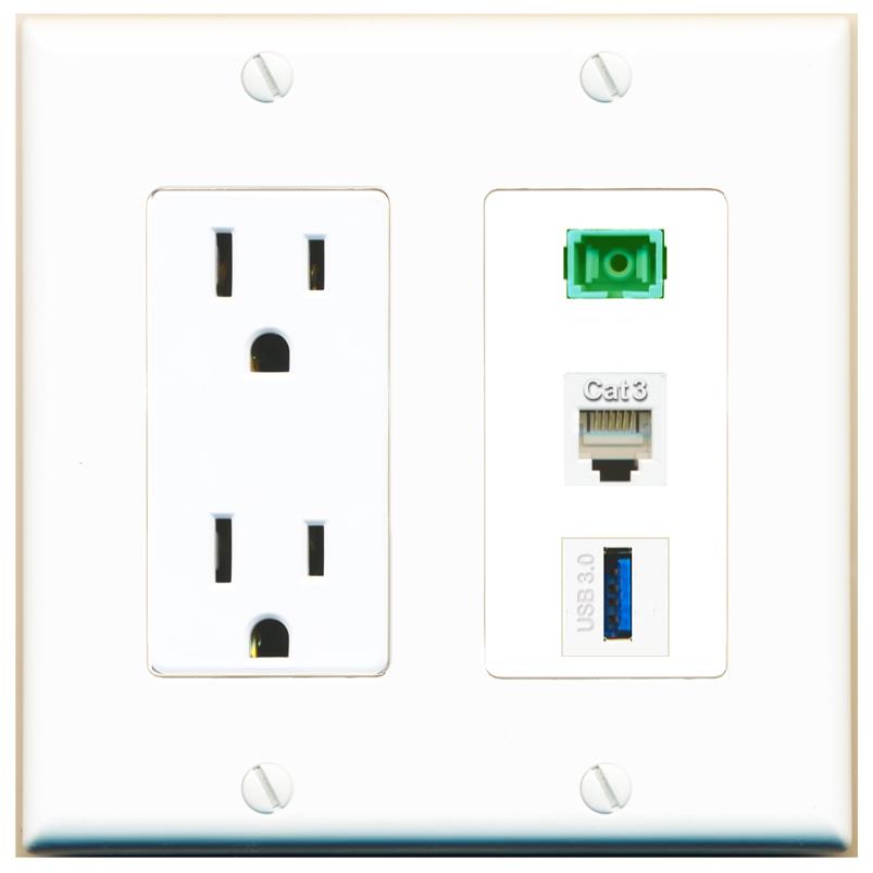 1 PHONE 1 SC-APC-SX 1 USB-3 Wall Plate [White]