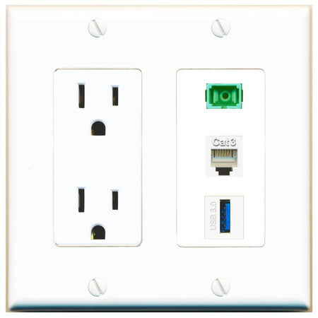 1 PHONE 1 SC-APC-SX 1 USB-3 Wall Plate [White]