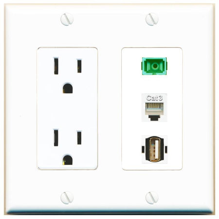 1 PHONE 1 SC-APC-SX 1 USB2 Wall Plate [White]