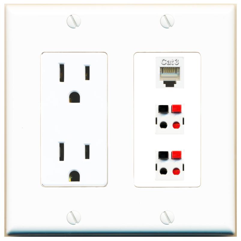 1 PHONE 2 SPEAKER Wall Plate [White]