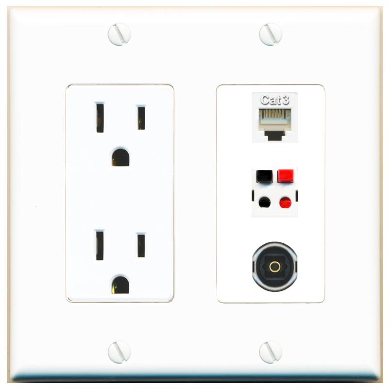 1 PHONE 1 SPEAKER 1 TOSLINK Wall Plate [White]