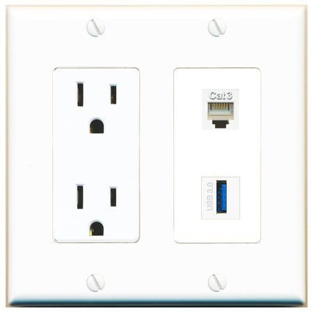 PHONE USB-3 Wall Plate [White]