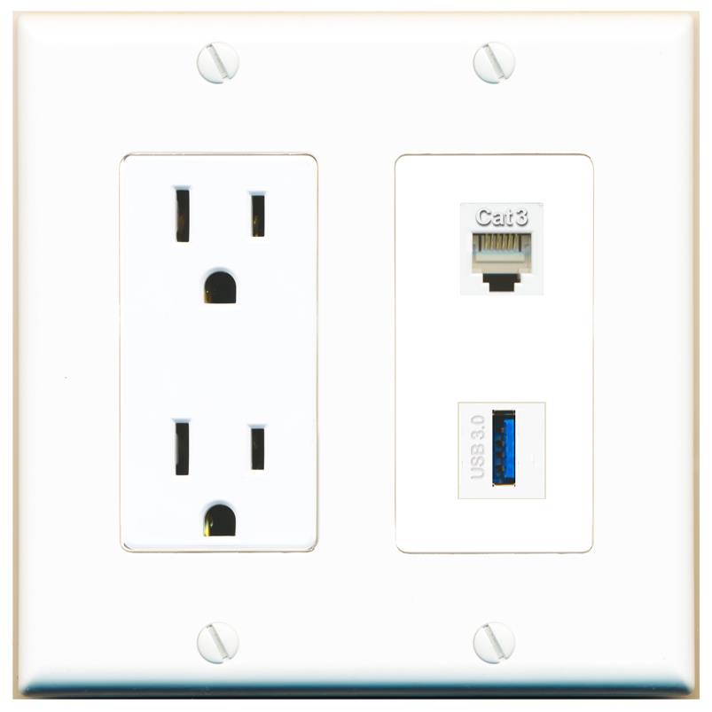 PHONE USB-3 Wall Plate [White]