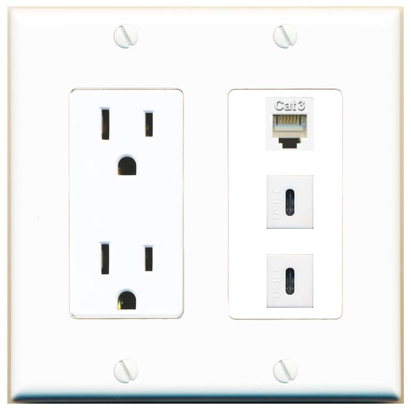 1 PHONE 2 USBC Wall Plate [White]