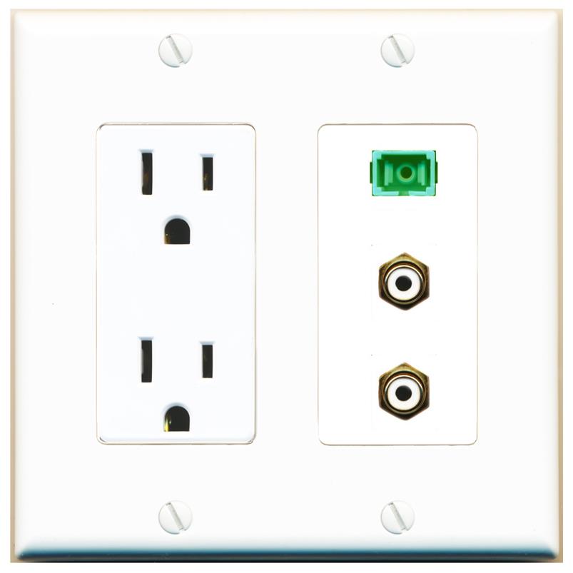 2 RCA-WHITE 1 SC-APC-SX Wall Plate [White]
