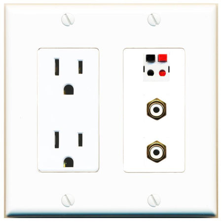 2 RCA-WHITE 1 SPEAKER Wall Plate [White]