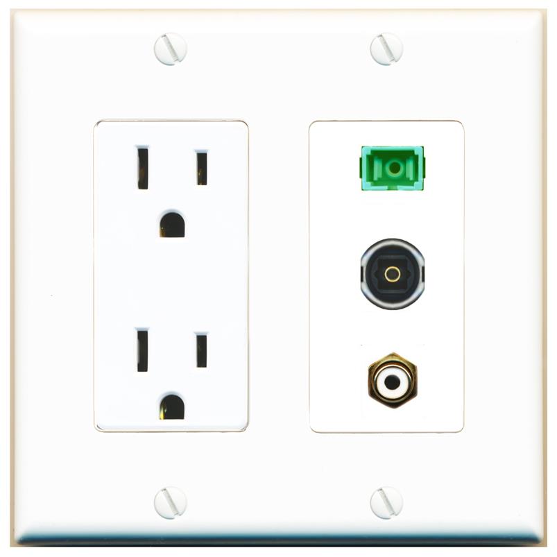 1 RCA-WHITE 1 SC-APC-SX 1 TOSLINK Wall Plate [White]