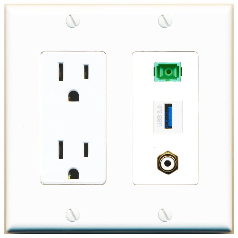1 RCA-WHITE 1 SC-APC-SX 1 USB-3 Wall Plate [White]