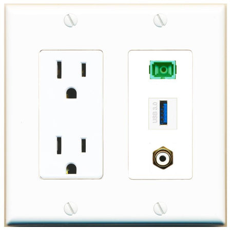 1 RCA-WHITE 1 SC-APC-SX 1 USB-3 Wall Plate [White]