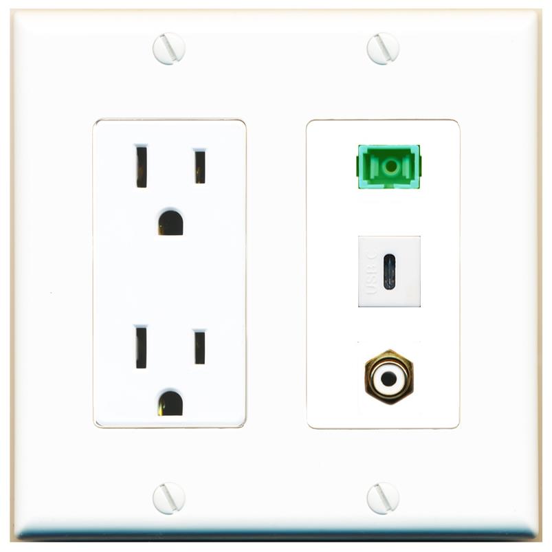 1 RCA-WHITE 1 SC-APC-SX 1 USBC Wall Plate [White]