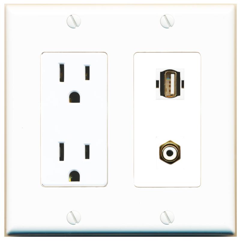 RCA-WHITE USB2 Wall Plate [White]