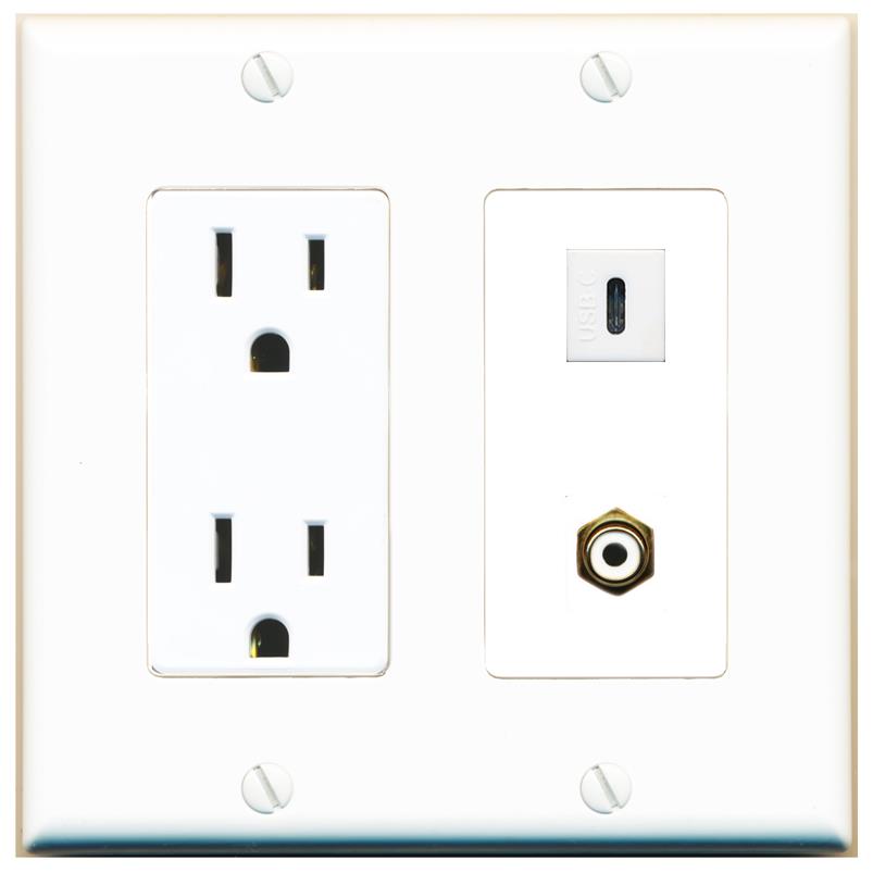 RCA-WHITE USBC Wall Plate [White]