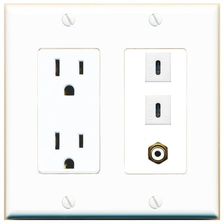 1 RCA-WHITE 2 USBC Wall Plate [White]