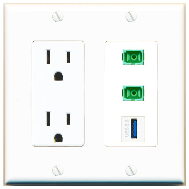 2 SC-APC-SX 1 USB-3 Wall Plate [White]