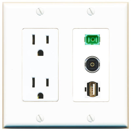 1 SC-APC-SX 1 TOSLINK 1 USB2 Wall Plate [White]